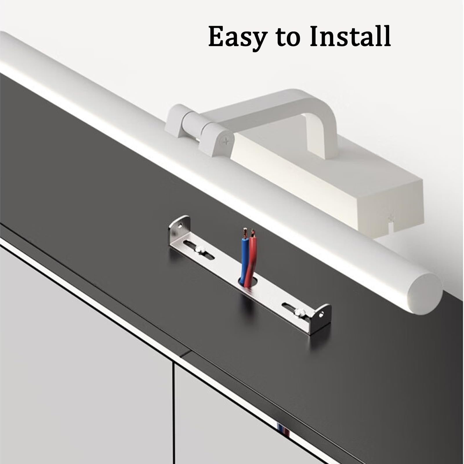 LED Lámpara de Espejo Baño Apliques de Pared Giratorio 180° Ángulo Ajustable Luces de Pared Interior Impermeable Iluminación Armario con Espejo Sala de Estar Dormitorio (Negro Luz Neutro,70cm)