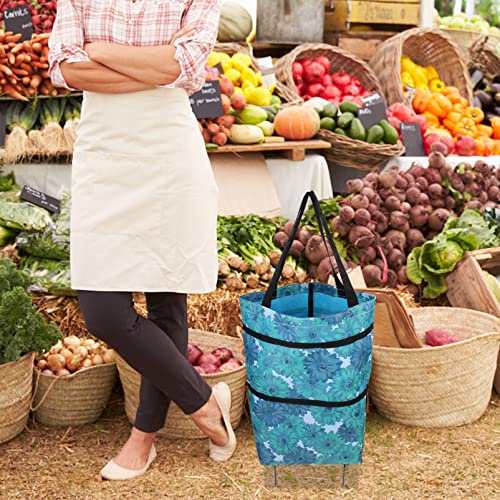 BESTonZON Zusammenklappbare Trolley-Taschen Zusammenklappbare Einkaufstasche Mit Rädern Faltbarer Einkaufswagen… – Bild 4