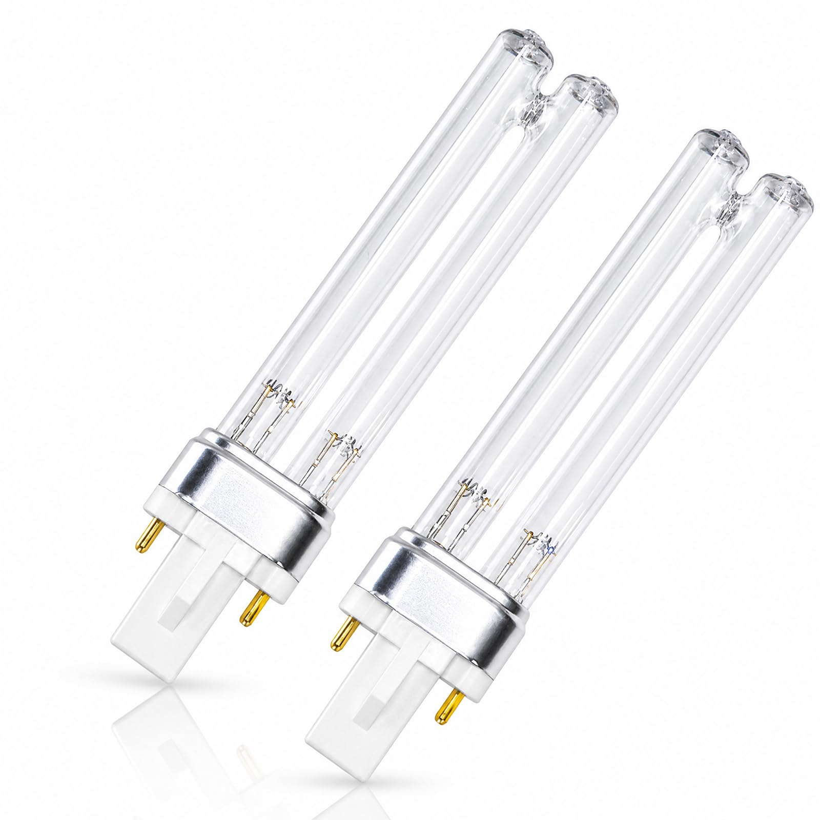 Voskilon 2 Pcs 9W G23 2-Pin Replacement Lamps, 2-Pin Filters Pond Filter Bulbs, Bulb for Pond Filter, G23 9W Compact Bulb for Pond Clarifier, Fish Ponds, Aquarium & Fish Tank Water Clarification
