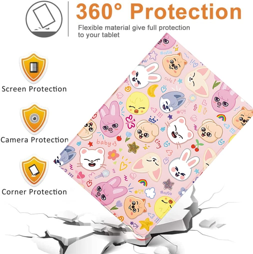 Stradvnaly Tablet Cover per Lenovo Tab M10 HD 10,1 2nd Gen TB-X306X,Carino Cartoon Fiocco Blu Sfondo Modello Cover con Funzione Pelle PU Holder Flip con Antiurto Kawaii Tablet Protezione Case