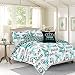 HowPlumb Bedding Queen Girls Comforter Bed Set, Paris Eiffel Tower London, Teal Blue