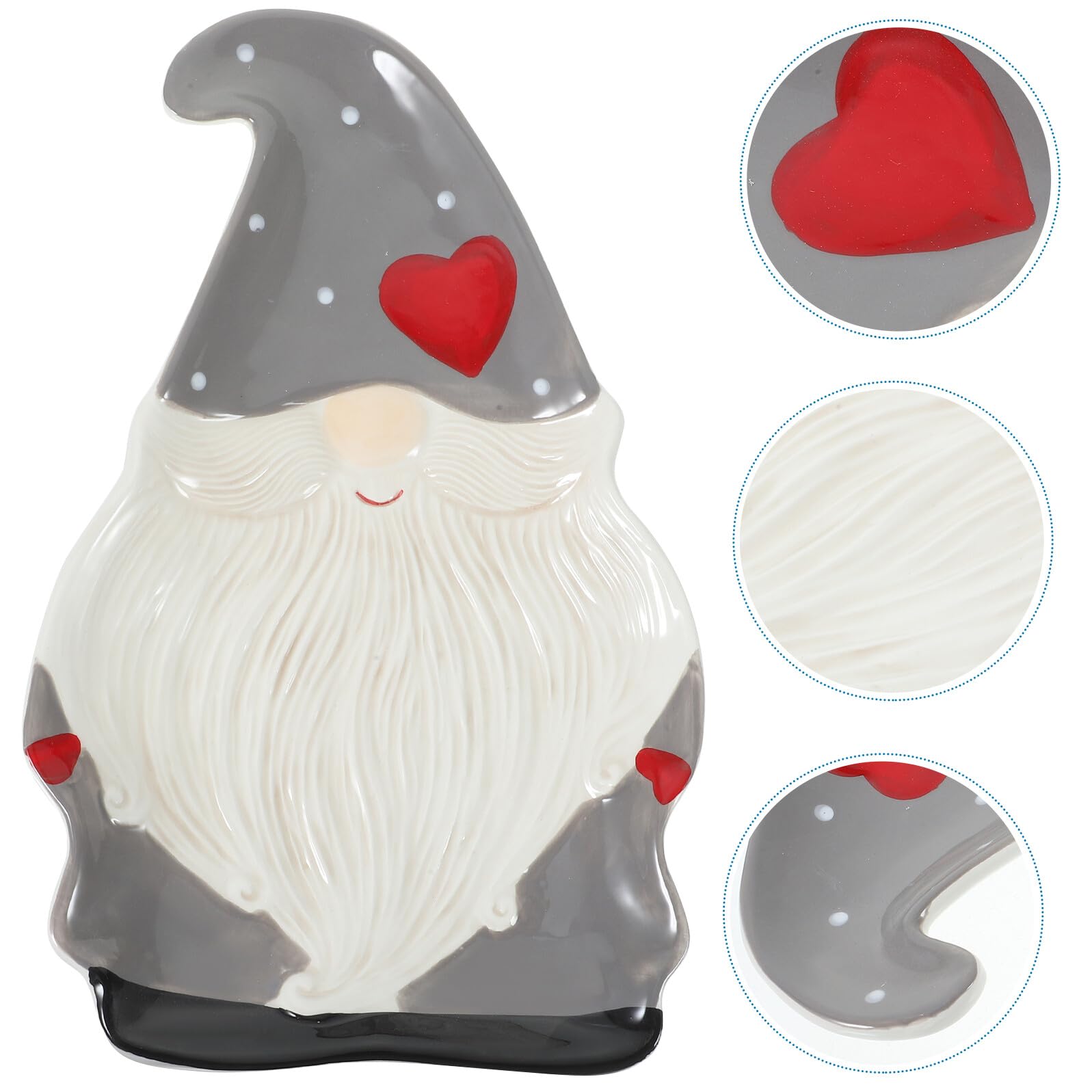 TOYANDONA Plato Navideño de Cerámica Diseño de Papá Noel Tamaño Mediano Color Detalles Rojos Adecuado para Fiestas de Navidad y Decoración Hogareña