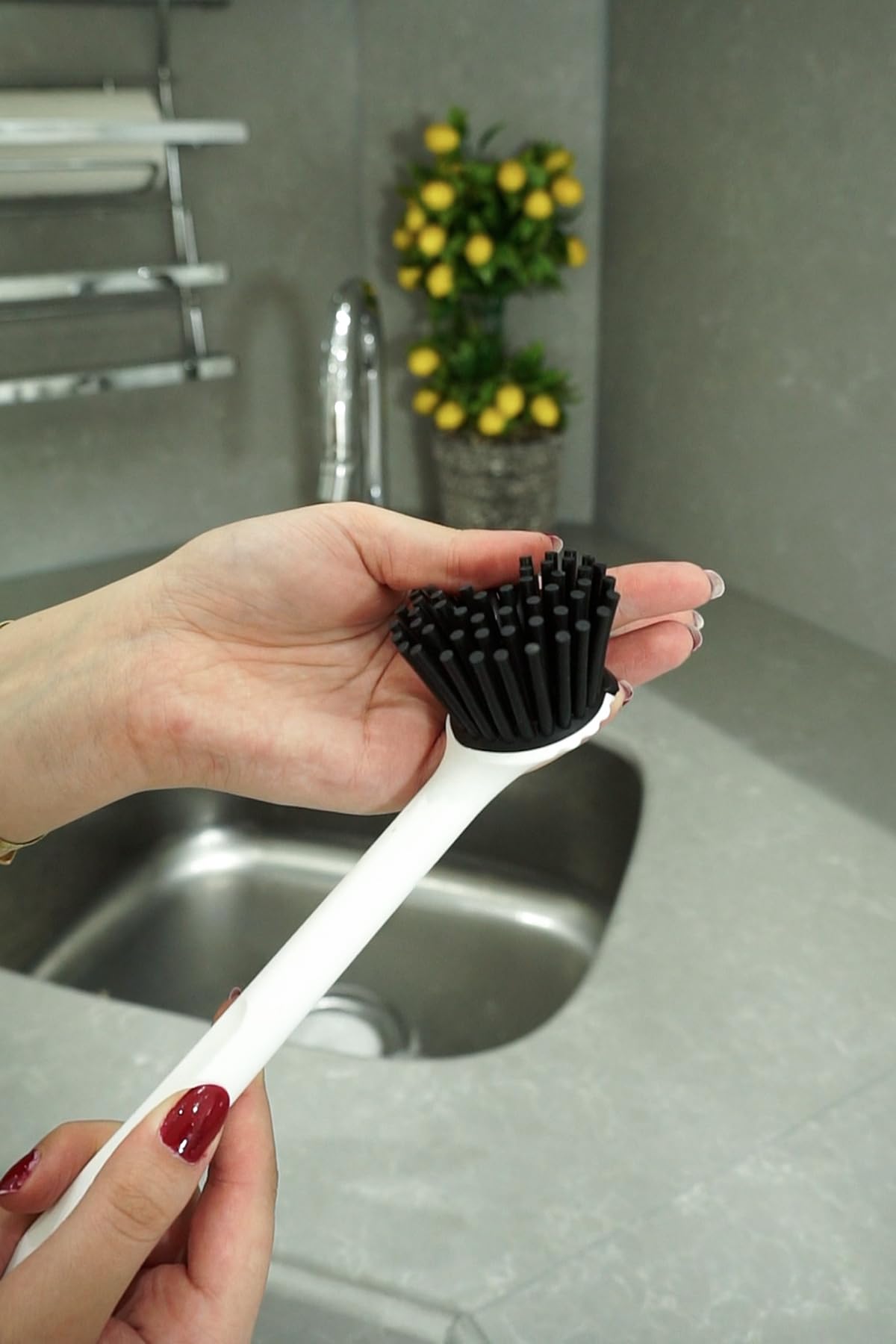ATA HOME 2 Adet Vantuzlu Mutfak Banyo Tezgah Üstü Silikon Bulaşık Yıkama Lavabo Temizleme Tezgah Fırçası