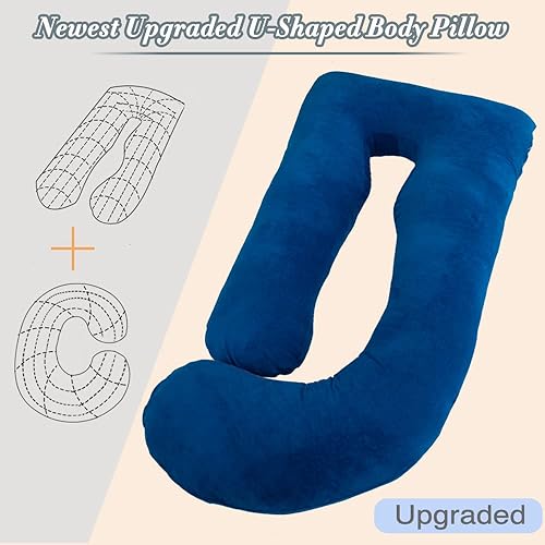 Miniatura 7 de Almohadas de embarazo de 60 pulgadas para dormir, almohada corporal extra grande en forma de U, almohada de embarazo, almohada de maternidad