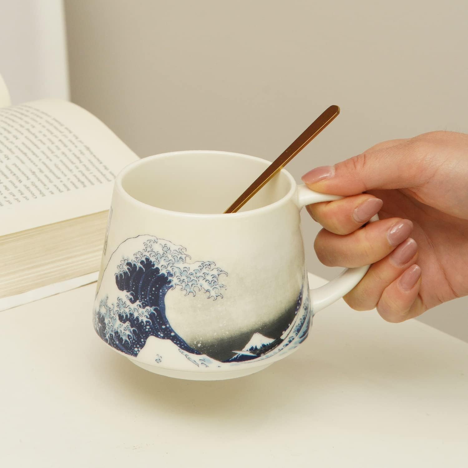 Topadorn Ceramic Mug Porcelain Coffee Cup,12 oz. The Great Wave - Image 5