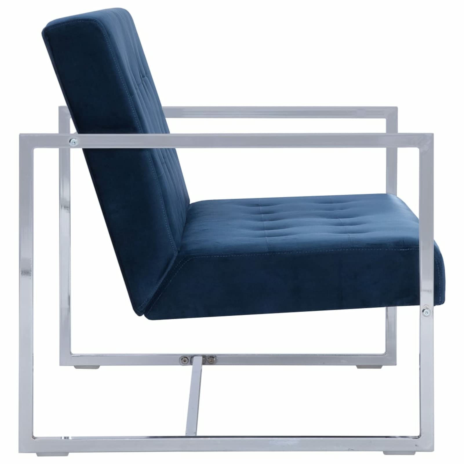 LAPOOH 2-Sitzer-Sofa mit Armlehnen, Couch für Wohnzimmer, für Wohnungen, Loungesofa, Sofas & Couches, Relaxsofa, Blau Chrom und Samt