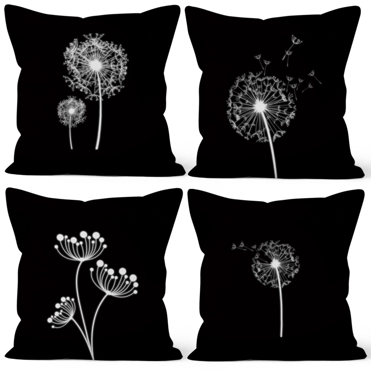 Housse de coussin en lin de qualité supérieure au motif peinture noir et blanc