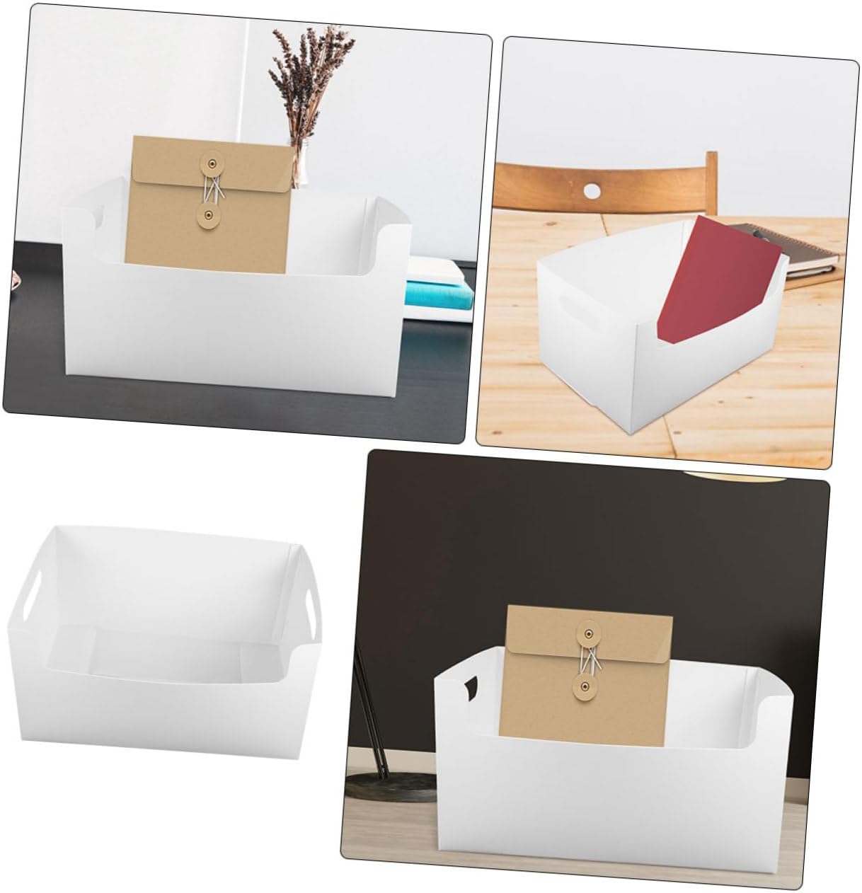 TEHAUX 3pcs ABS Magazine File Holder Desktop Organizer White