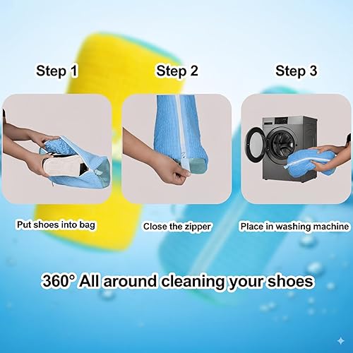 Miniatura 3 de Bolsa para lavadora de zapatos, 4 bolsas para zapatos de lavandería para lavadora y secadora con forro de felpilla, bolsa grande de malla