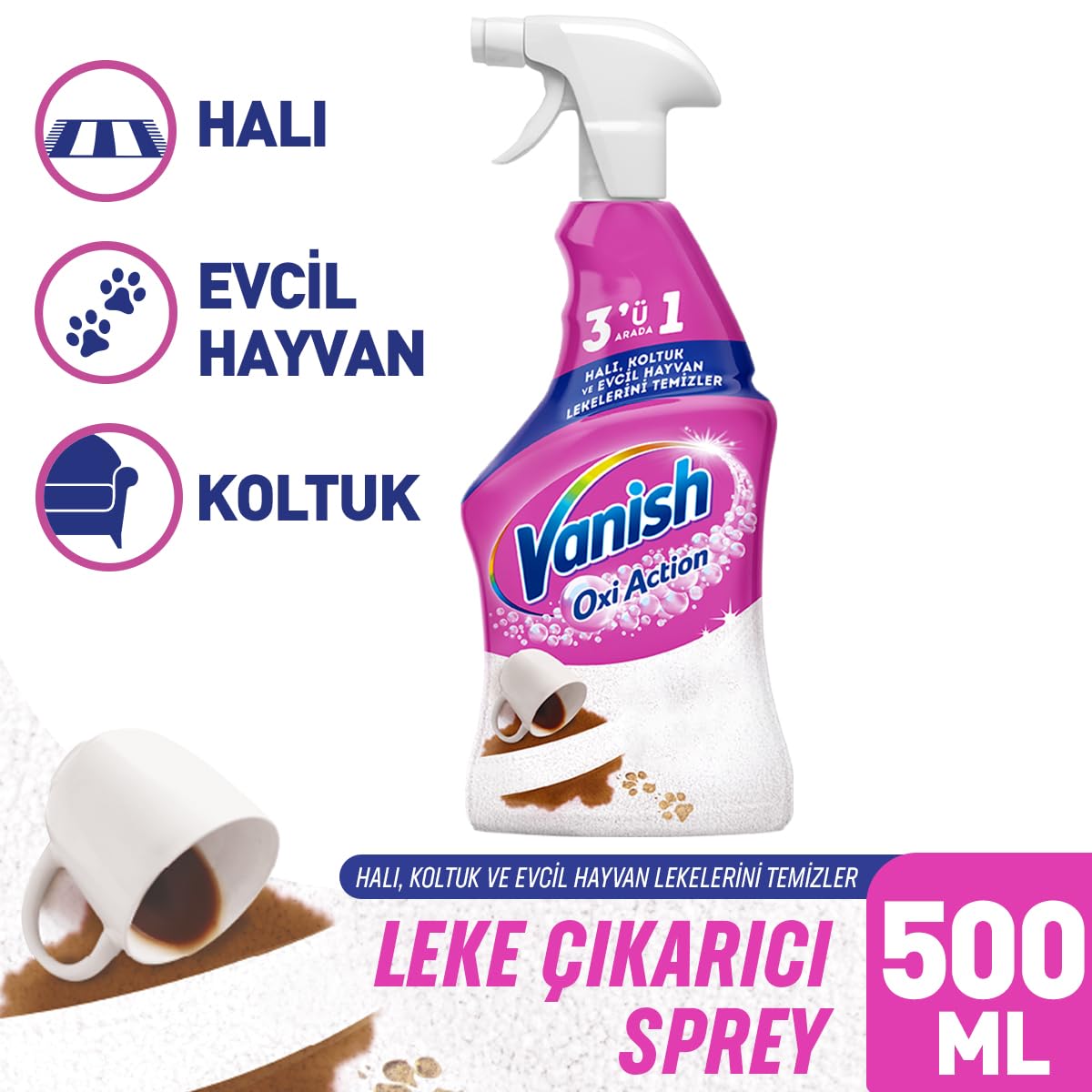 Vanish Kosla Pet Koku Giderici Leke Çıkarıcı Sprey (1 x 500 ml)
