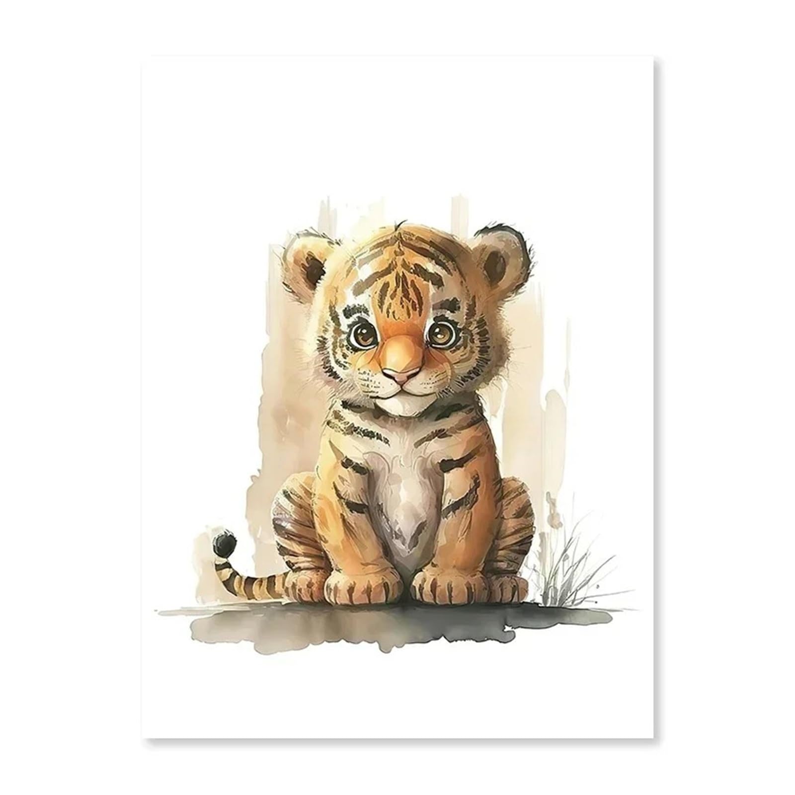 XENITE Wall Art Canvas Prints Elephant Panda Tiger Koala Cat Cartoon Animal Watercolor Posters Nursery Canvas Painting Wall Art Print Pictures Baby Room Decor(L,40X50cm)