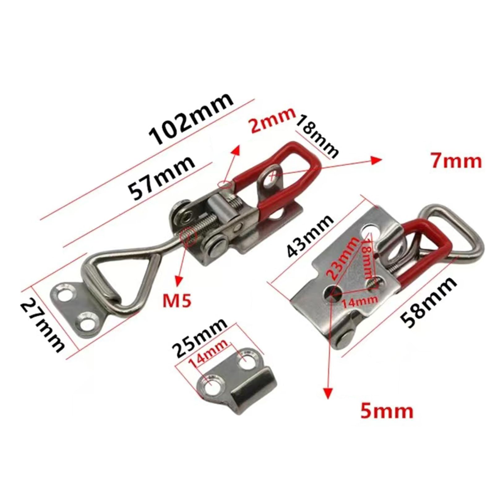 3PCS Adjustable Toggle Clamp,Toggle Latch Lockable,Quick Release Pull Latch Tools,Stainless Steel Toggle Clamp for Door Cabinet Box Case,102MM - Image 2