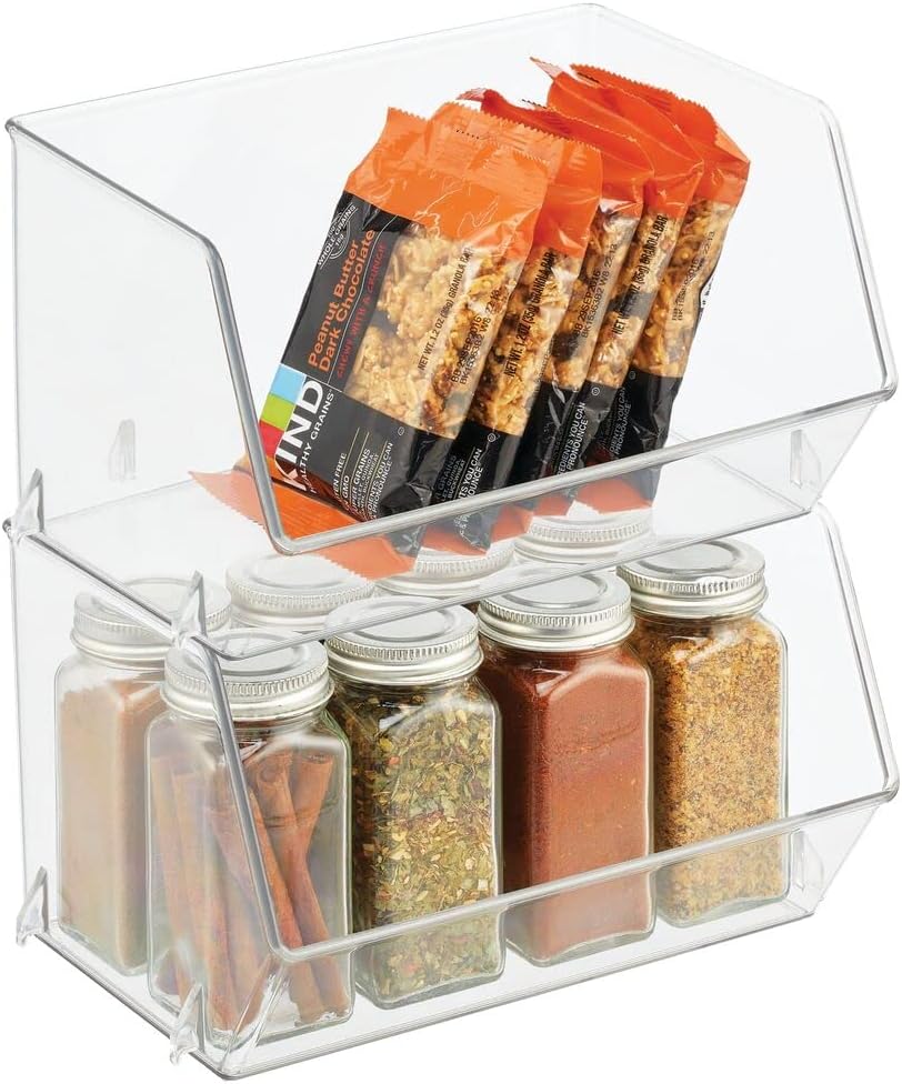 mDesign Plastic Open Front Food Storage Bin for Kitchen Pantry