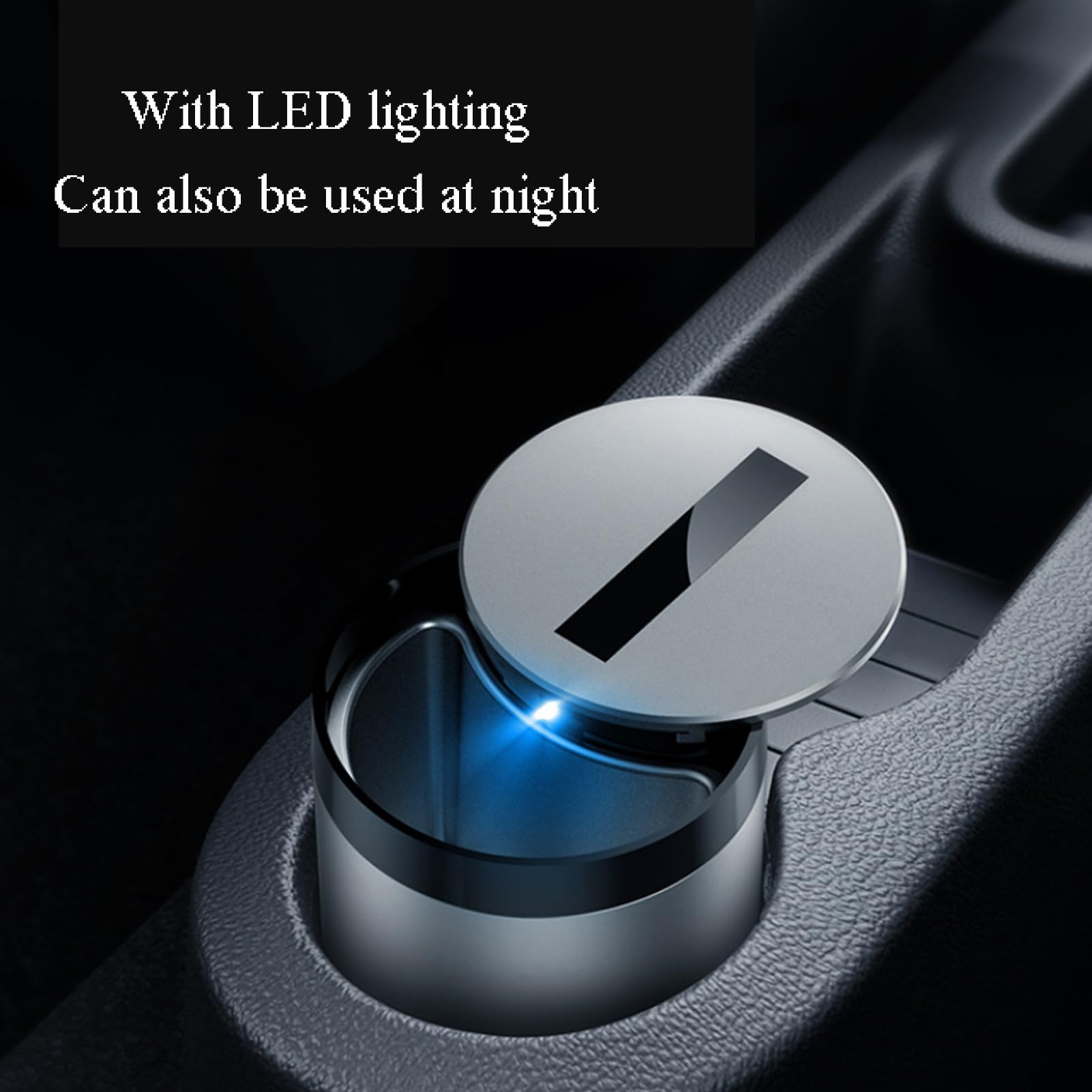 Cendrier de Voiture pour BMW 6 Series 6er Coupe E24 E63 F13 F06 Cabrio E64 F12, avec LED Lumière Couvercle, Portable Anti Odeur Cendrier Voiture,- Grey
