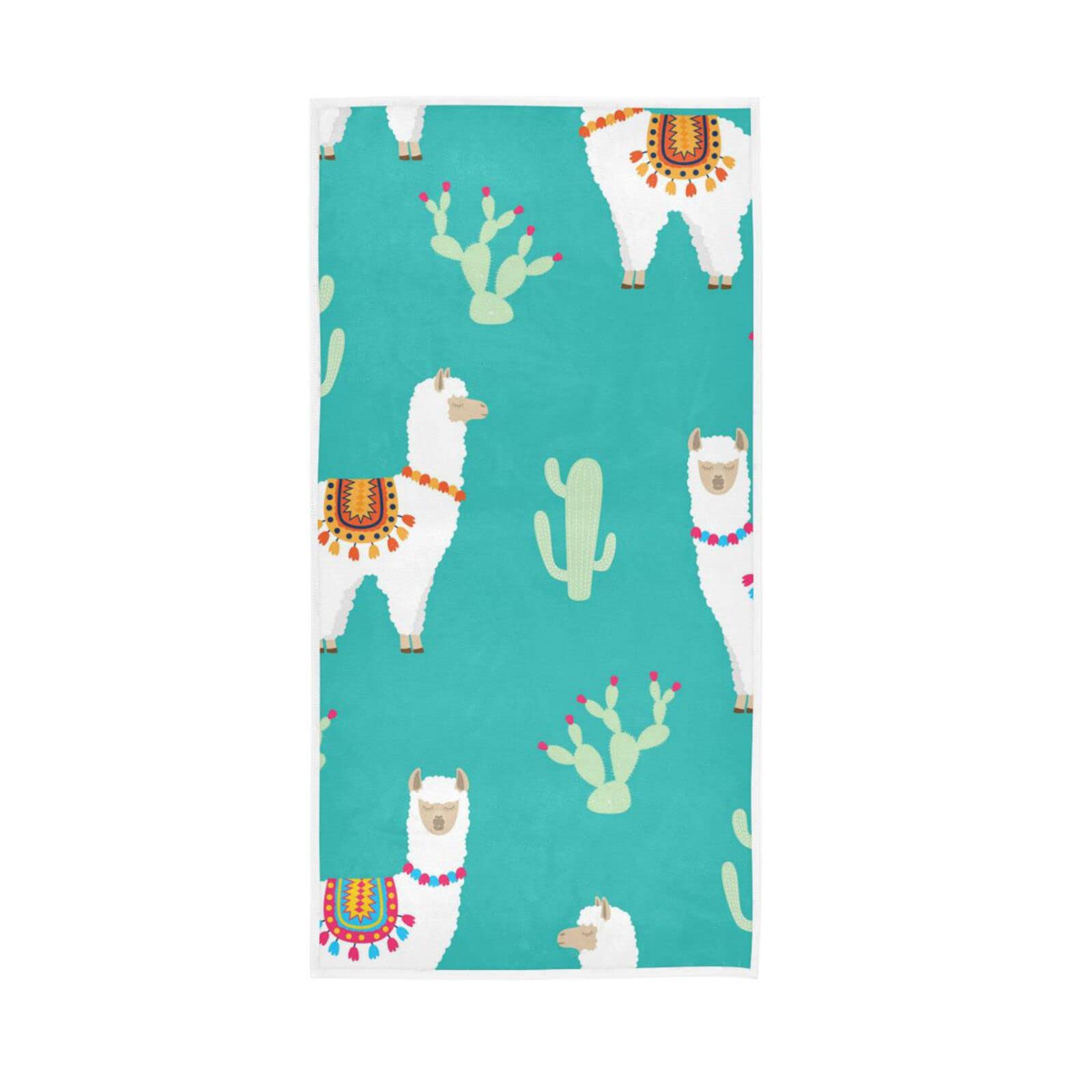 LSRCPD Hand Towels Cute Cactus Llama Alpaca Decor Fingertip Soft Face Towel Absorbent Bathroom Kitchen Towels