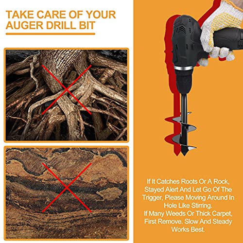 Eveage Auger Drill Bit, Garden Auger Drill Bit For Planting, Bulb Auger Drill Planter Suits For Bulbs Vegetables Flower Potted Fruit Compost Transplant, 4Pcs Set For 3/8" Hex Drive Drill With Garden Gloves #TOP5