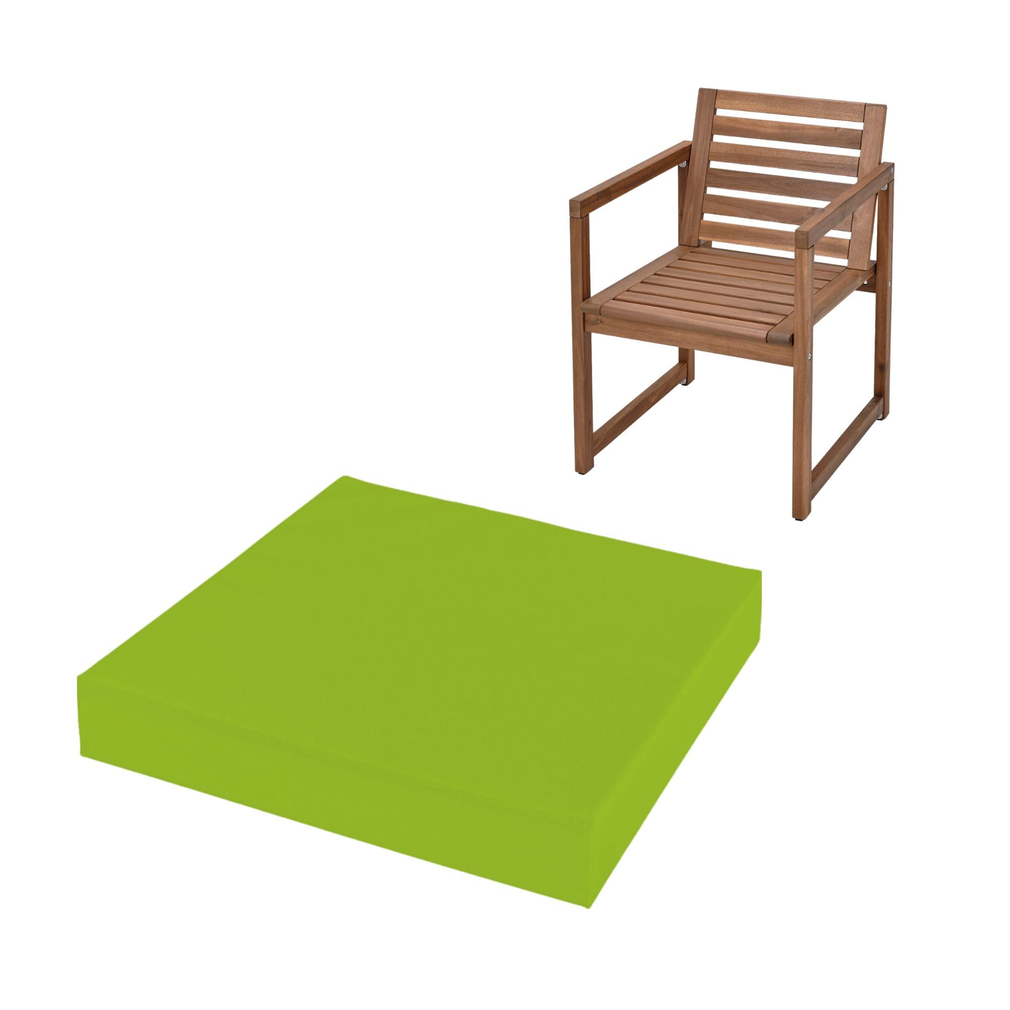 FIVE MOONS 4cm Thick Waterproof Chair Cushion Seat Foam Pad For Kitchen Dining Living Room & Garden Patio Rattan Furniture Removable Zipped Cover (Lime Green, 22" x 22" (56 x 56 cm))