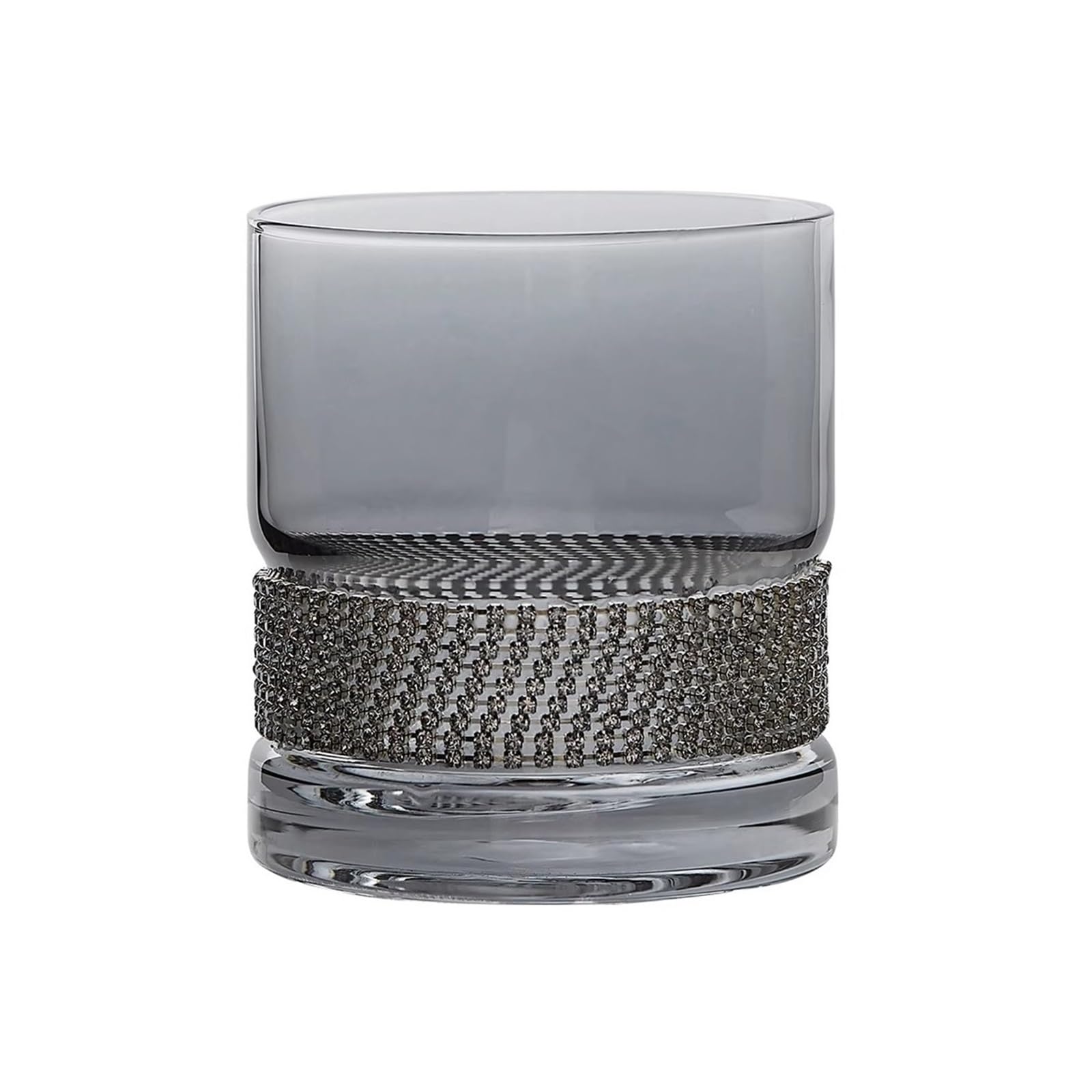 Szklany kubek Luksusowy kubek ze szkła kryształowego bez nóżki, kieliszki do whisky o ciężkiej podstawie(Gray,S)