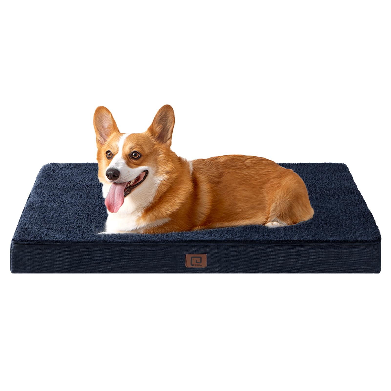 EHEYCIGA Cuccia Cane Interno Taglia Media, (89L x 58W cm) Ortopedica Cuscino per Cani, Cuscino Cane Sfoderabile e Lavabile, Ortopedico Lettino per Cani, Orthopedic Dog Bed, Blu Navy