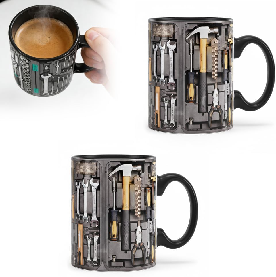 Mechanic Toolbox Mug, 2026 New Unique 3D Mechanic Toolbox Set Coffee Mug, Non-slip Reusable Mug, Suitable as a Gift for Coworkers, Fathers, Renovation Workers (P-2PCS)