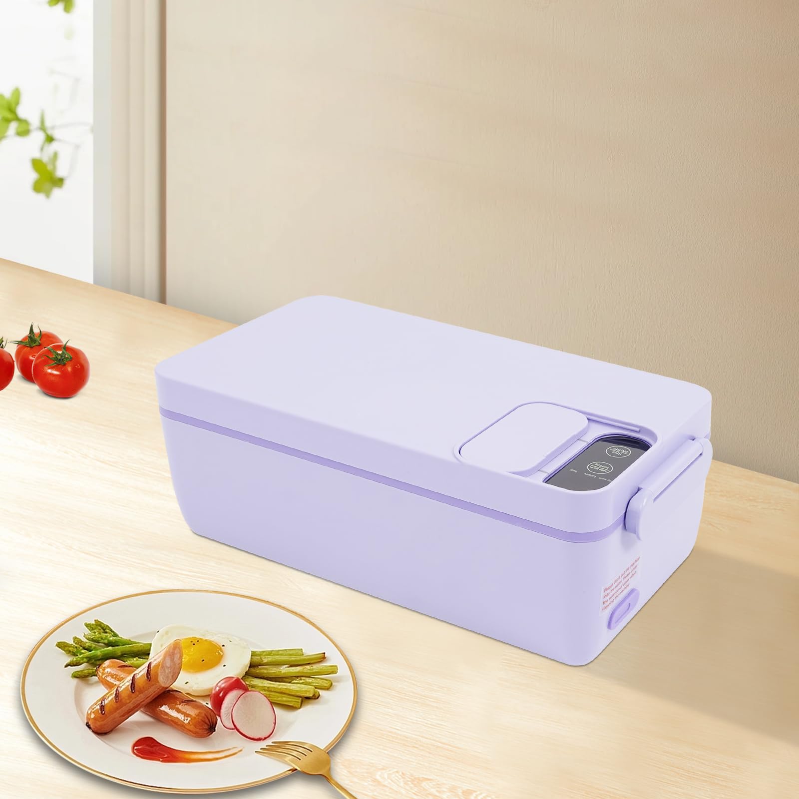 Fiambrera eléctrica con batería, 40 W, caja de almuerzo eléctrica portátil con bolsa aislada, 1 L, fiambrera térmica para alimentos, fiambreras de acero inoxidable con función aislante, para