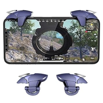 LIMTAS K24 Pubg Trigger 4 Finger Mobile Game Controller - L1R1 Gaming Grip Mobile Joystick Gamepad Controller. Shark Model PUBG Metal Triggers Cum Gamepad Joystick for All Smartphones -