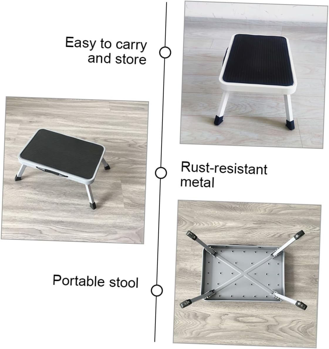 Unomor Home Portable Foldable Metal Step Stool Sturdy Non-Slip Thickened Design for Indoor Use for Adults and Seniors Multi-Purpose Foot Stool for Kitchen Bathroom