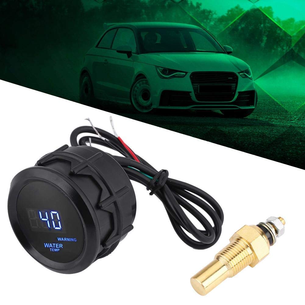 Jauge de Température d'Eau Numérique, 52mm, LED Bleu, 12V, ABS Noir, avec Capteur, Fahrenheit 104-300°F, Universel