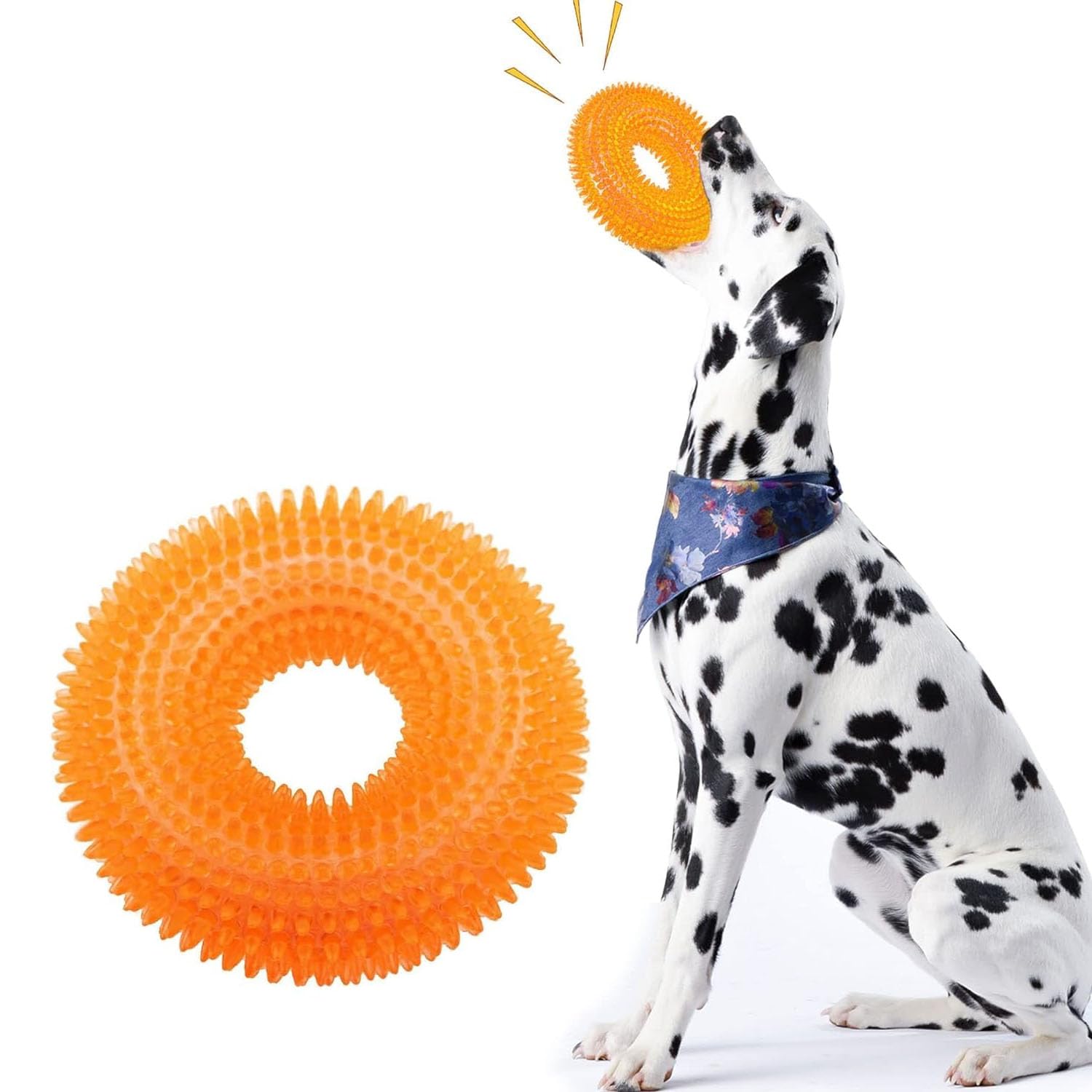 JAINSONS PET PRODUCTS Squeaky Dog Chew Toys, Dental Teething Cleaning and Training Toys for Small and Medium Dogs, Spike Ring Shape, Colour May Vary (B0D9HCG1P4) Amazon Price History, Amazon Price Tracker