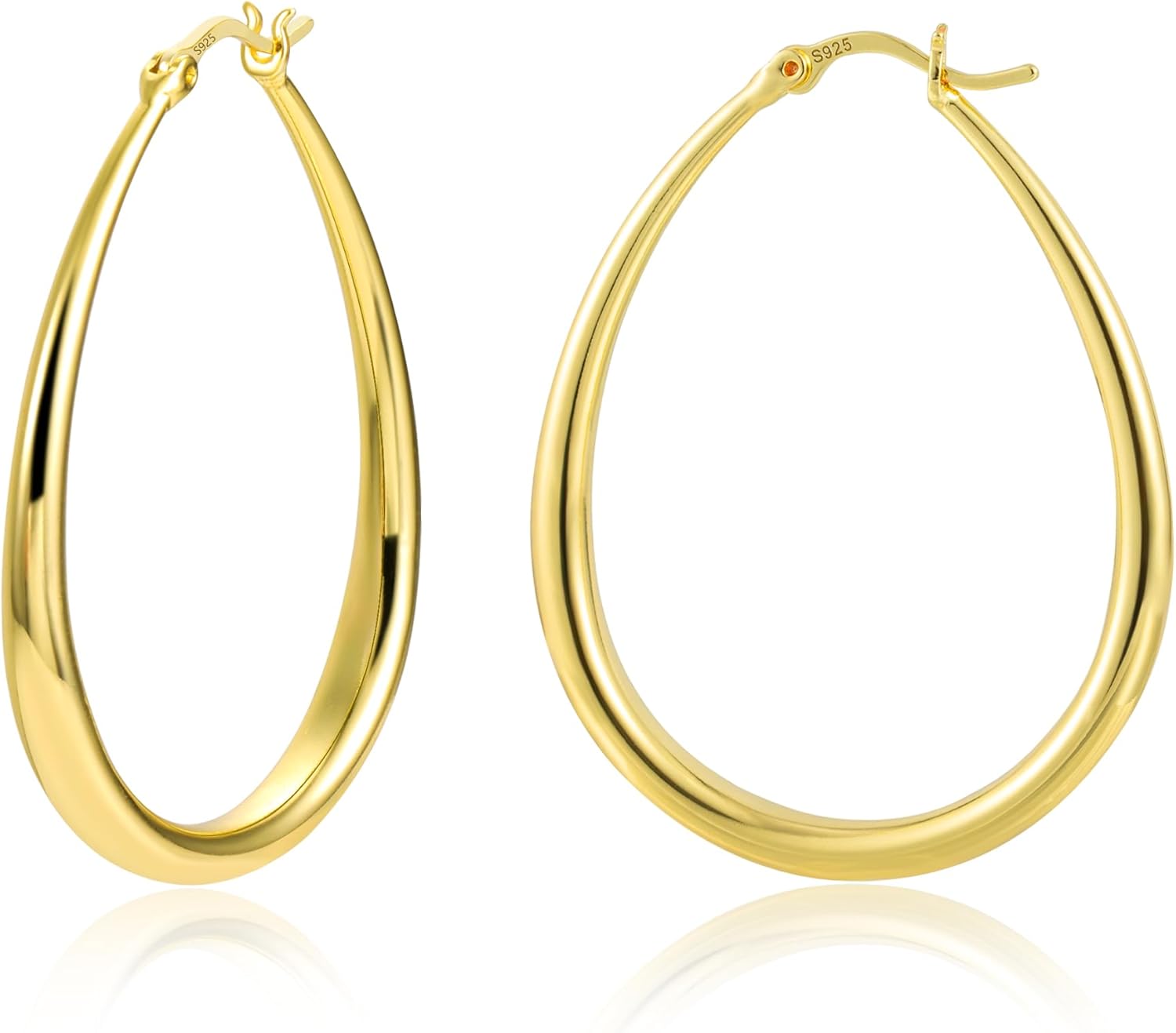 KISSPAT Sterling Silver Chunky Hoop Earrings for Women Hypoallergenic Thick Huggie Earring Wide Hoops Everyday Hoop Earrings