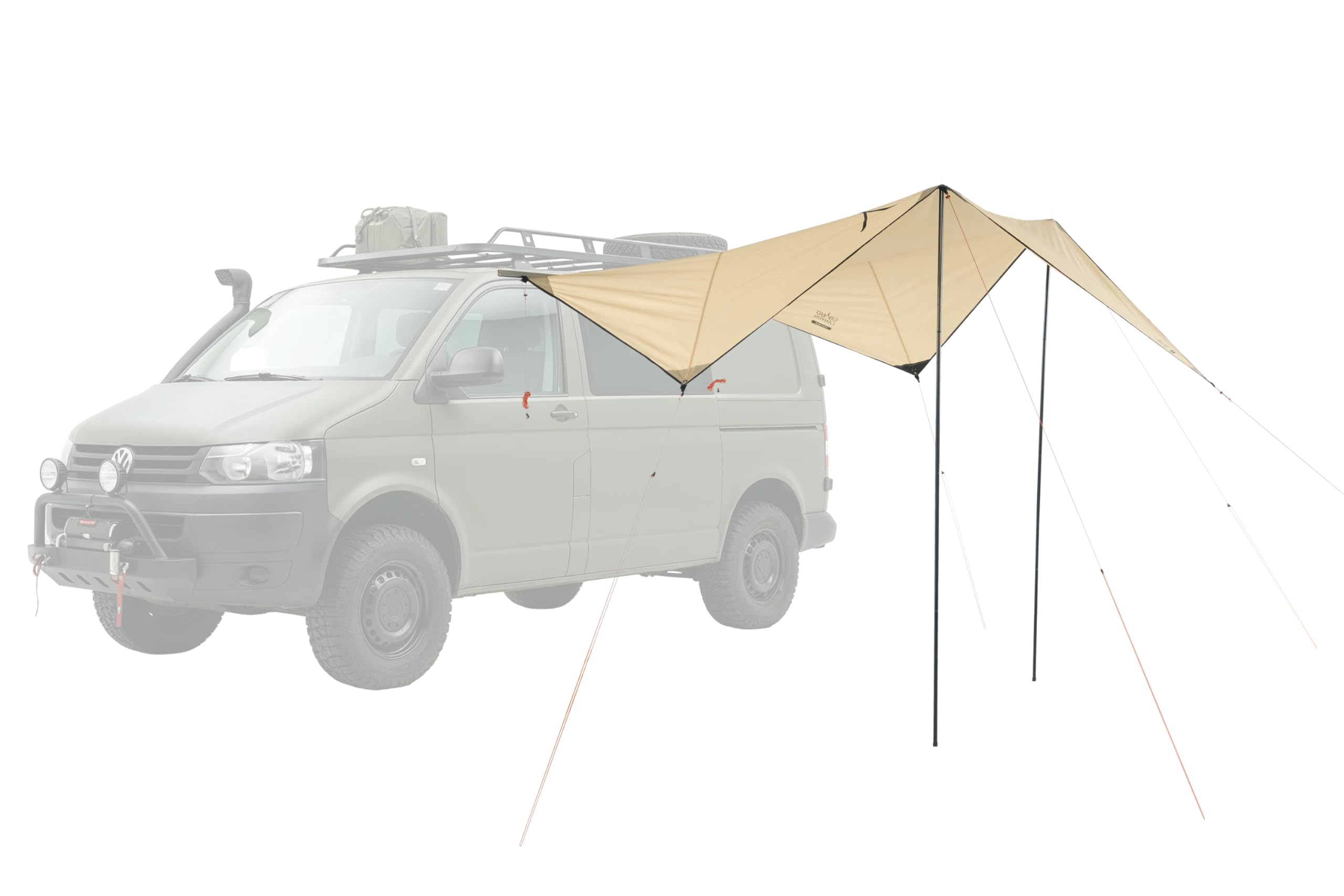 GRAND CANYON Zuni Drive/Sonnensegel mit Kederleiste für Camper & Van / 380×300 cm/Wasserdicht & UV 50+ / Inkl. Stangen, Heringe & Abspannseile/Für Bus, Minivan & Wohnmobil
