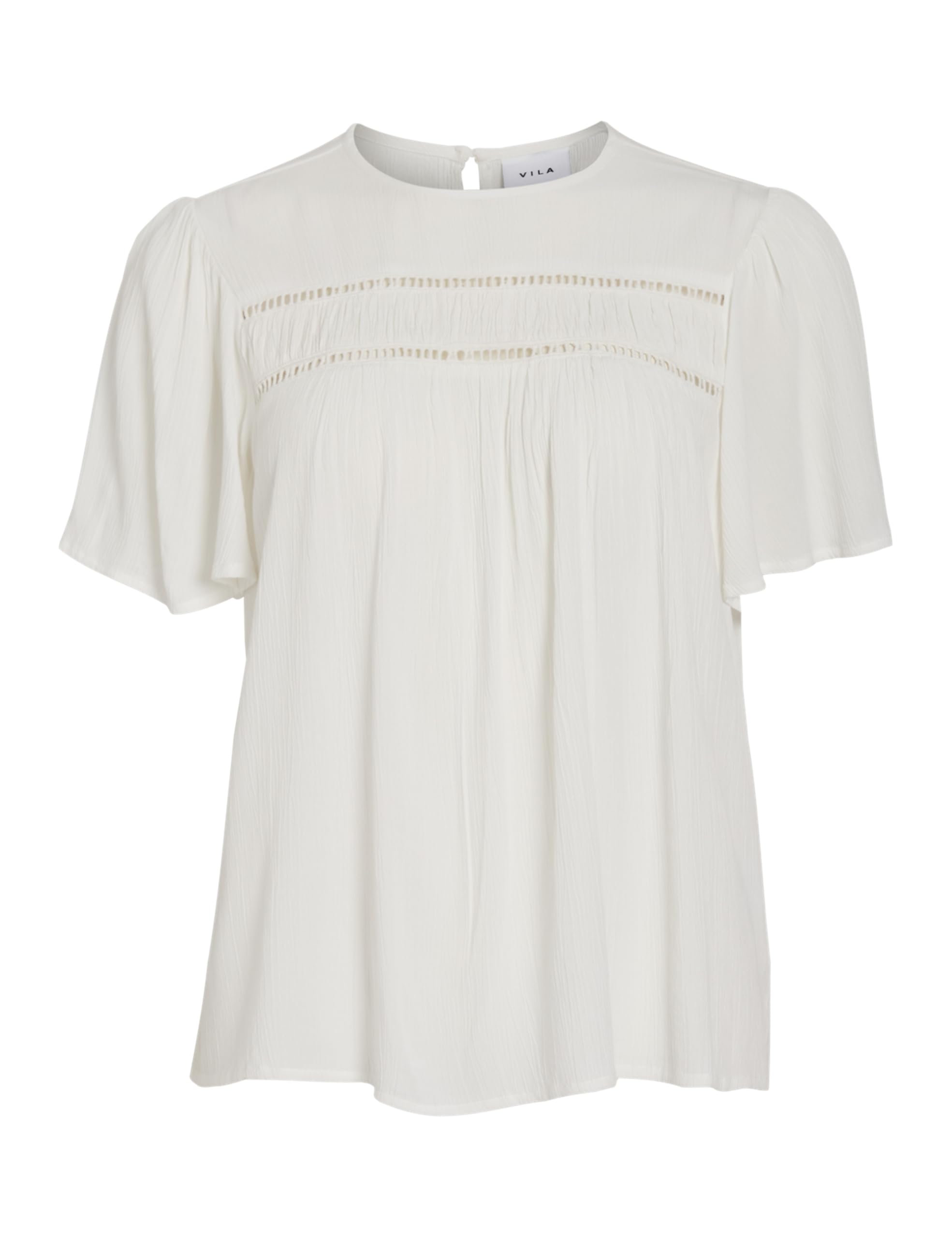 Vila Women's Vicody S/S Tape Top-Noos, Cloud Dancer, 14