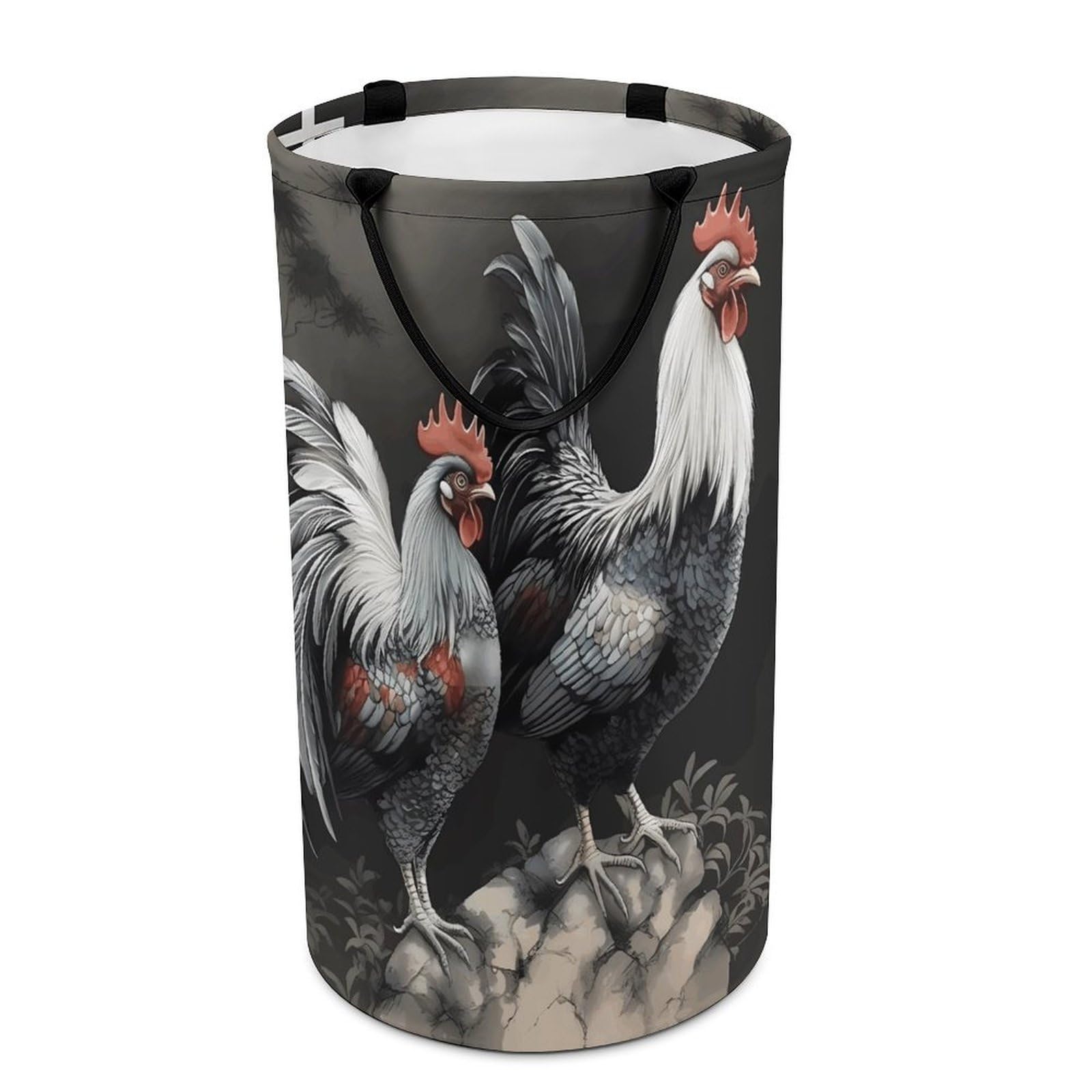 Rooster Pattern Laundry Basket Freestanding Laundry Hamper with Handles Waterproof Dirty Clothes Hamper Collapsible Washing Bin Aesthetic Clothes Basket for Bathroom Bedroom Dorm