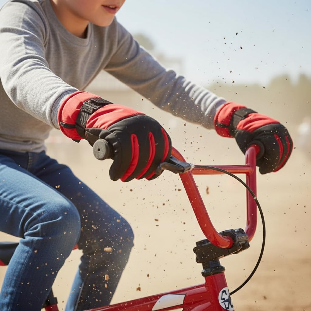 A2Z 4 Kids muchachos Ski Snowboarding Invierno Guantes A prueba de viento Al aire libre Deportes Térmica Fleece Forrada Ski Nieve Guantes Palmera/Pulgar Empuñaduras Equitación Guantes 6-13 Años