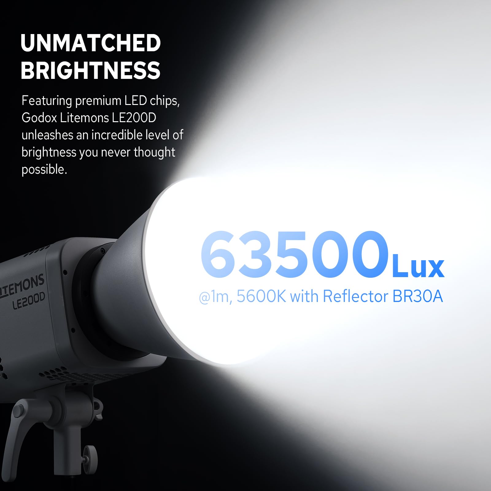 Godox Litemons LE200D Lampe LED 200W 5600K, CRI 96+ TLCI 97+, Monture Bowens, Lumière Studio Projecteurs, Compact Puissant pour Photographie, Vidéo, Streaming, Interview