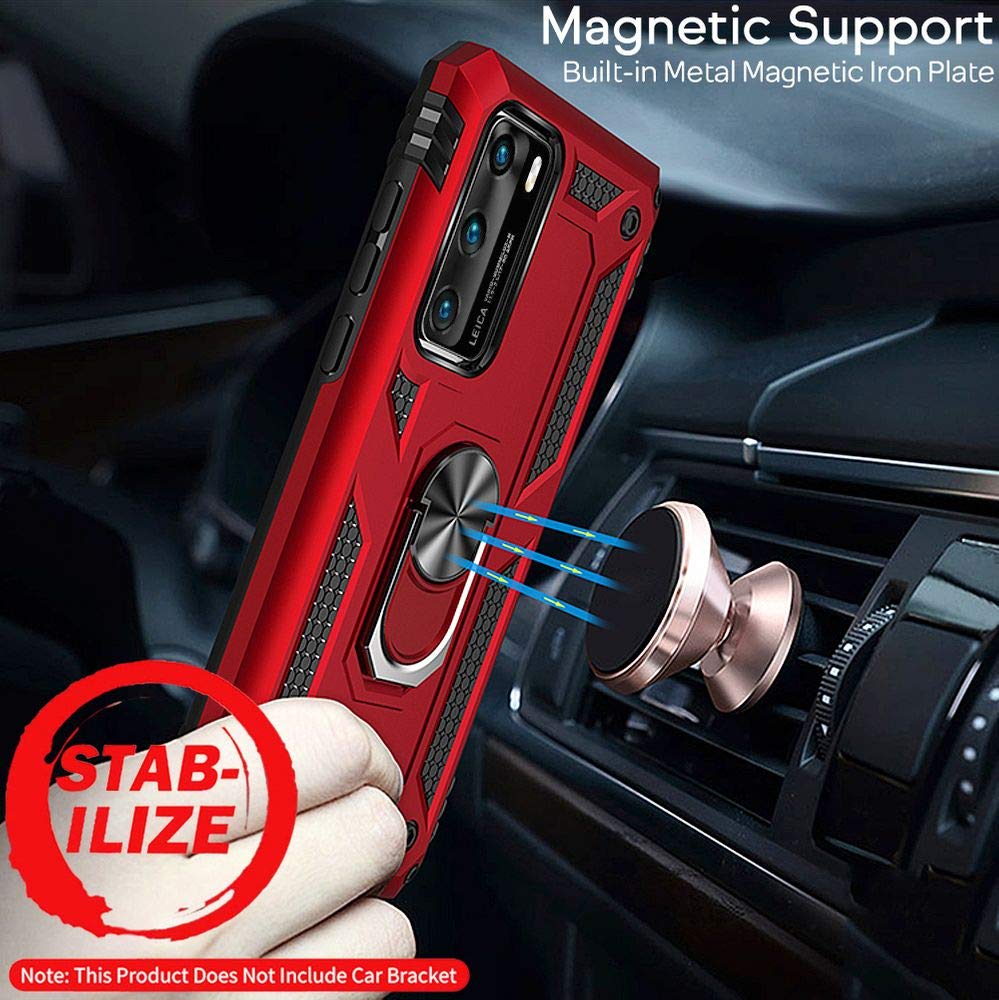 Coque Huawei P40 Pro Avec Anneau Rotatif 360° - Protection Anti-choc, Support Magnétique Voiture, Kickstand - 2