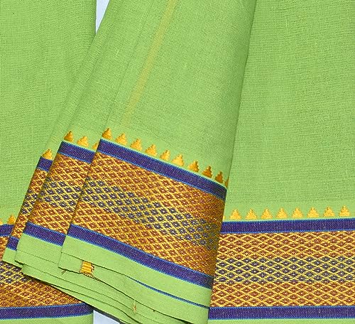 Image of TUNI MANI Men's Panchakacham Dhoti with Angavasthram with Zari Border, Cotton, Size: 9 X 5 (4.0mtr Dhoti, 2.25mtr Towel)