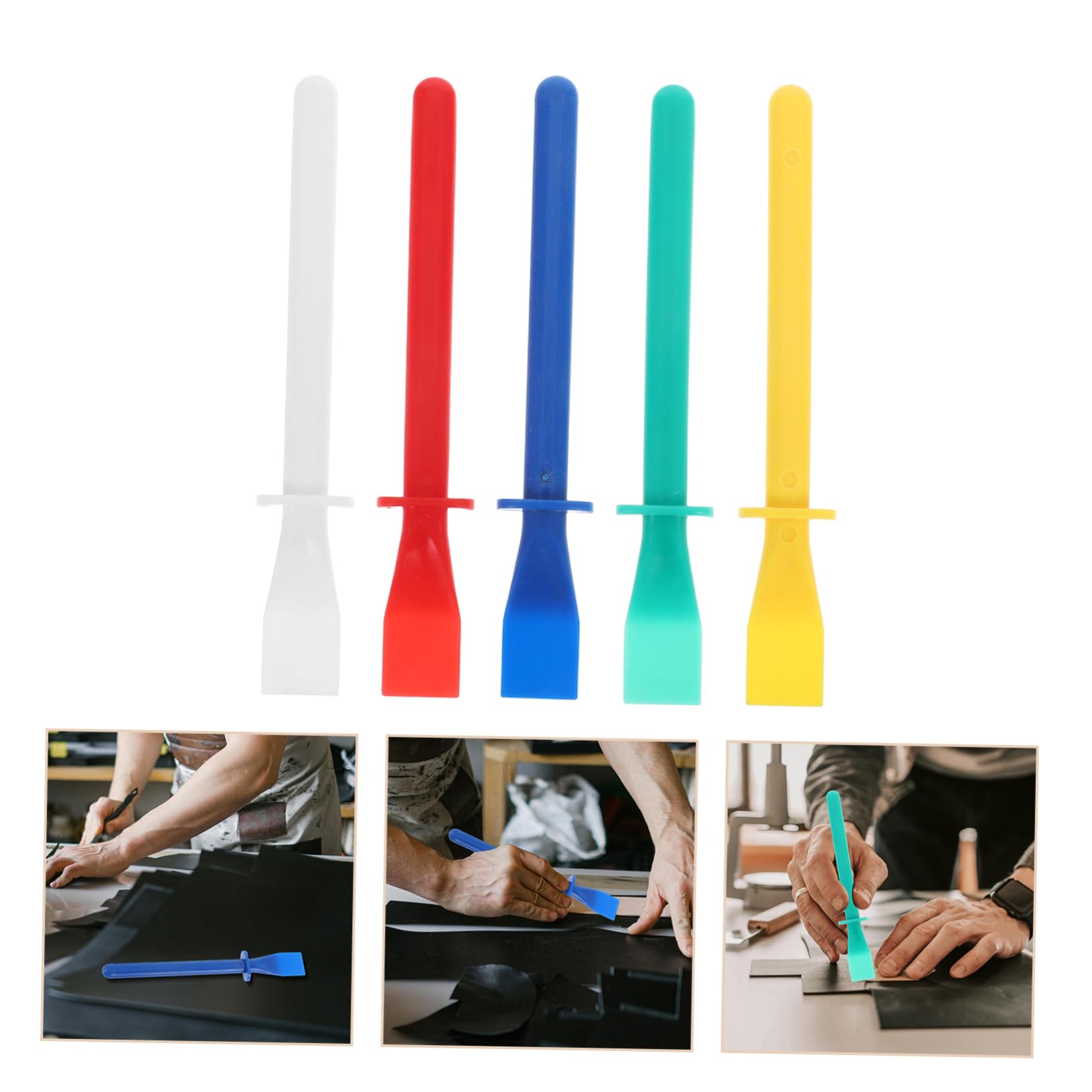 Uonlytech Applicatore di Colla in Plastica Flessibile per Pelle 5 Pezzi, Spatola per Incollaggio Uniforme, Accessorio DIY per Progetti Artigianali e Prodotti in Pelle
