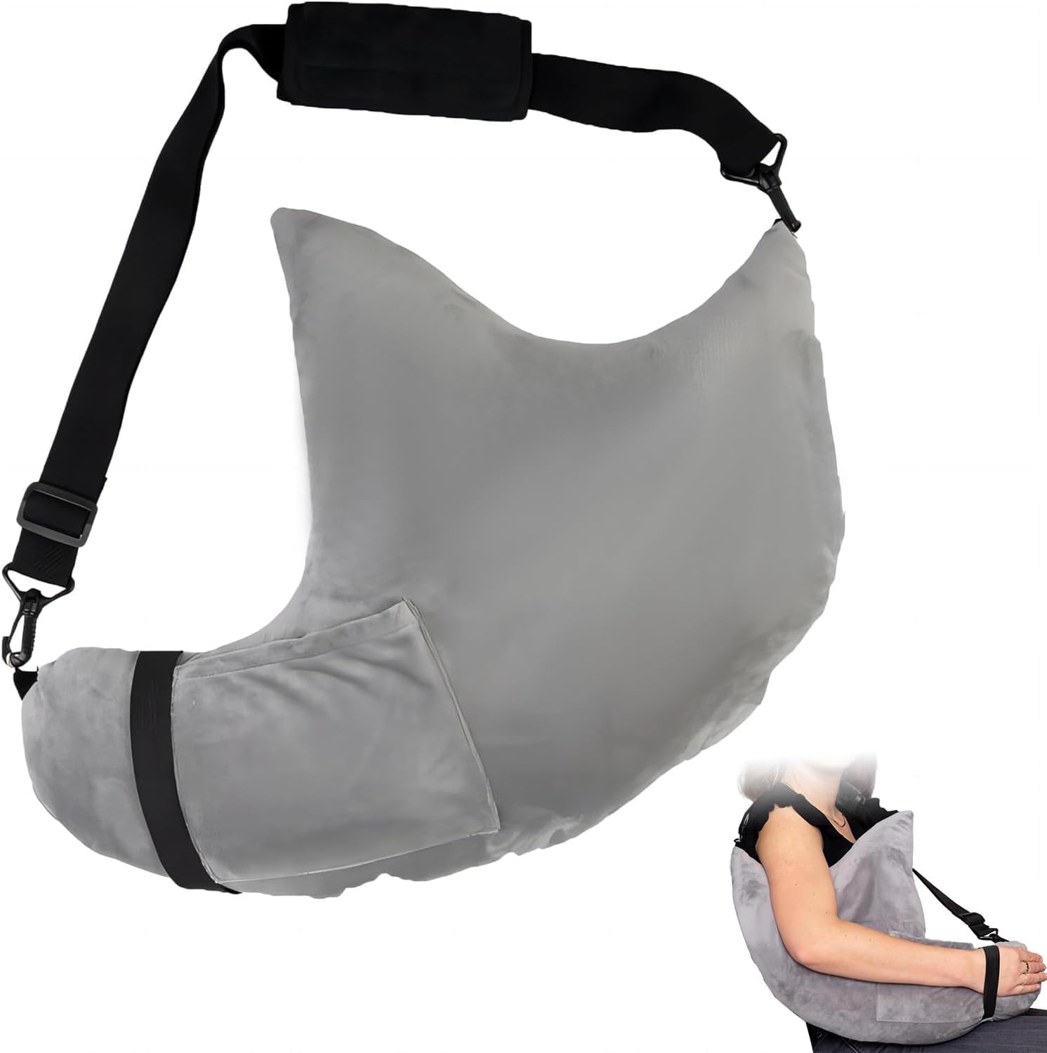 Gresonic Post Surgery Shoulder Pillow for Sleeping, Rotator Cuff Support Pillow, Frozen Cooling Pillow for Shoulder Surgery Recovery with Storage Pocket (grey, standard)
