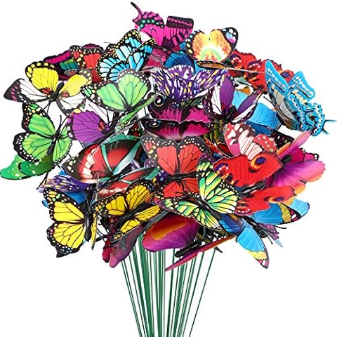 Augshy 75 Pcs Butterfly Decoration Stakes Waterproof Garden Butterfly Ornaments for Indoor/Outdoor Christmas Yard Decor Cover