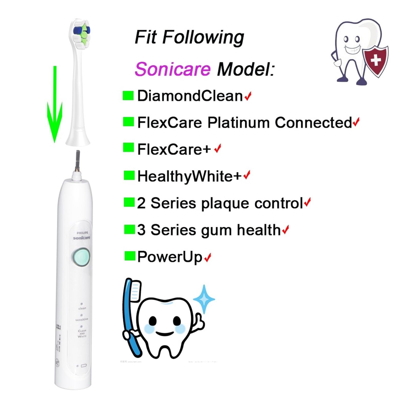 Testine di ricambio for spazzolino da 4/8 pezzi, testine Sonic Care, spazzole compatibili con l'impugnatura Sonicare(4pcs)