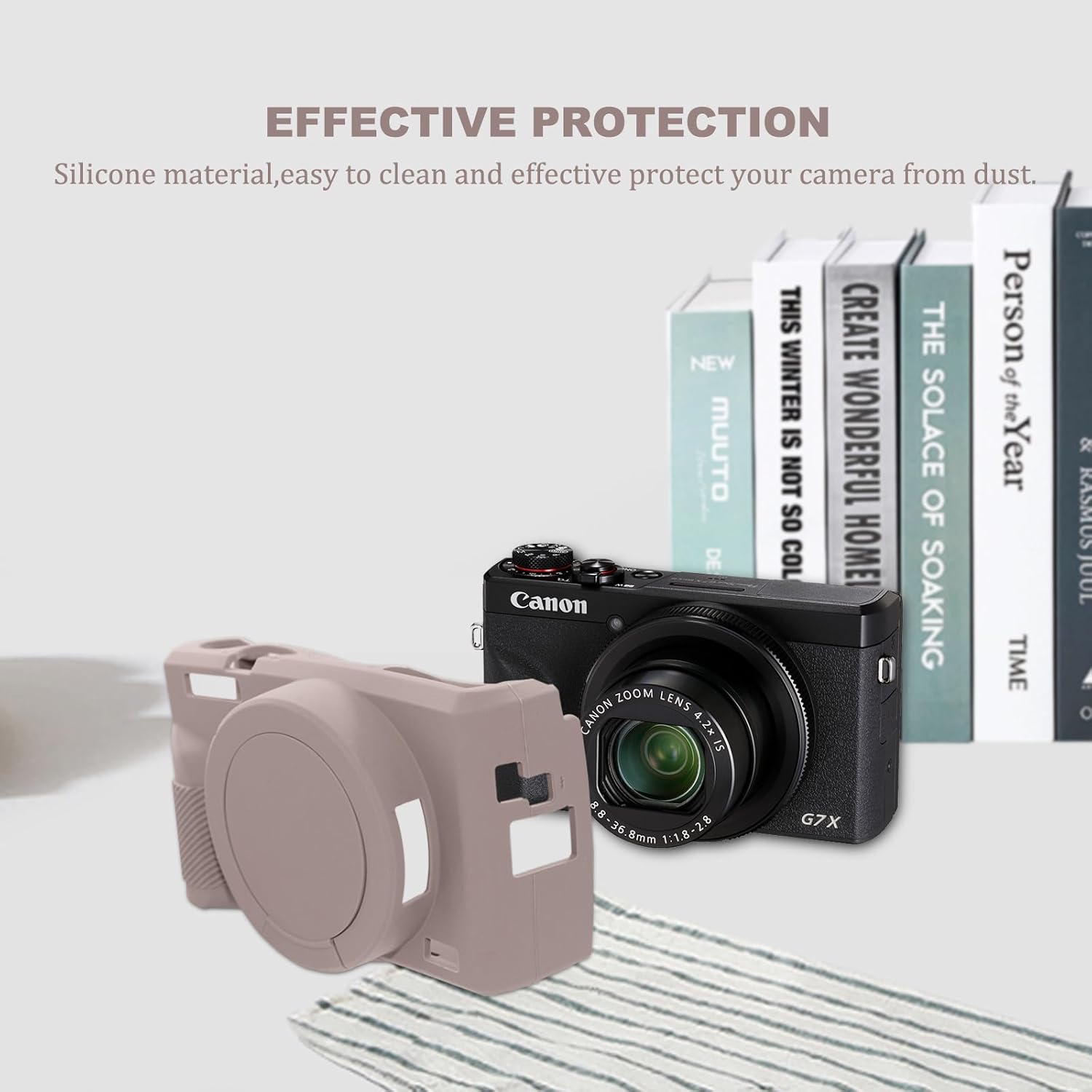 G7X Mark III Camera Case,Soft Silicone Protective Case Ultra-Thin Lightweight Cover for Canon PowerShot G7X Mark III Camera with Lens Cover (Lightgrey) - Image 4