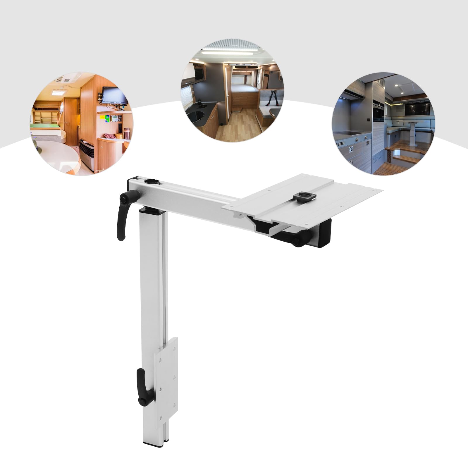 Table ORRV marine rectangulaire amovible, pied rotatif à 360°, système de pieds de table amovible pour camping-cars, bateaux, pontons, yachts