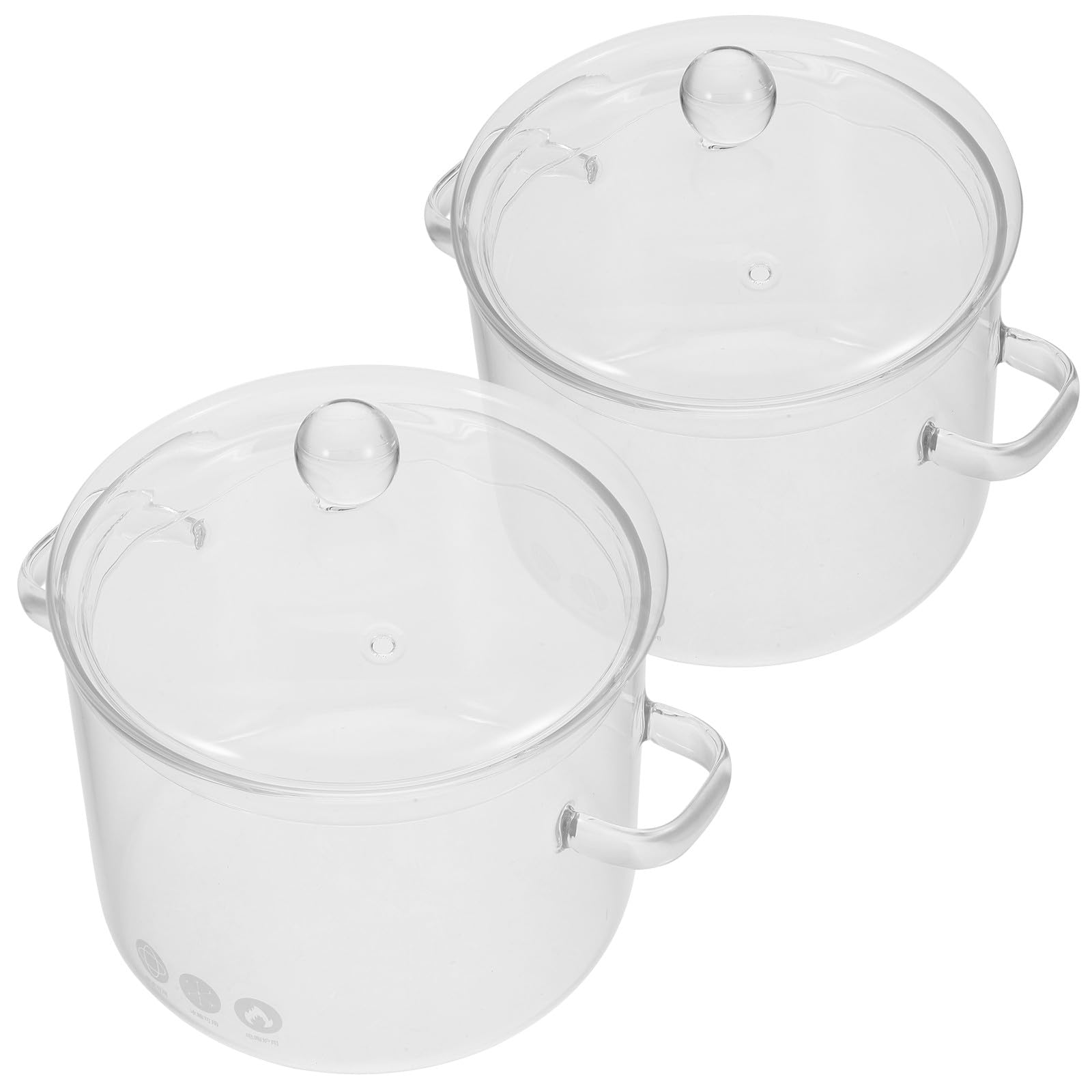 Casserole en verre borosilicaté résistant chaleur lot 2 faitouts soupe 1900ml