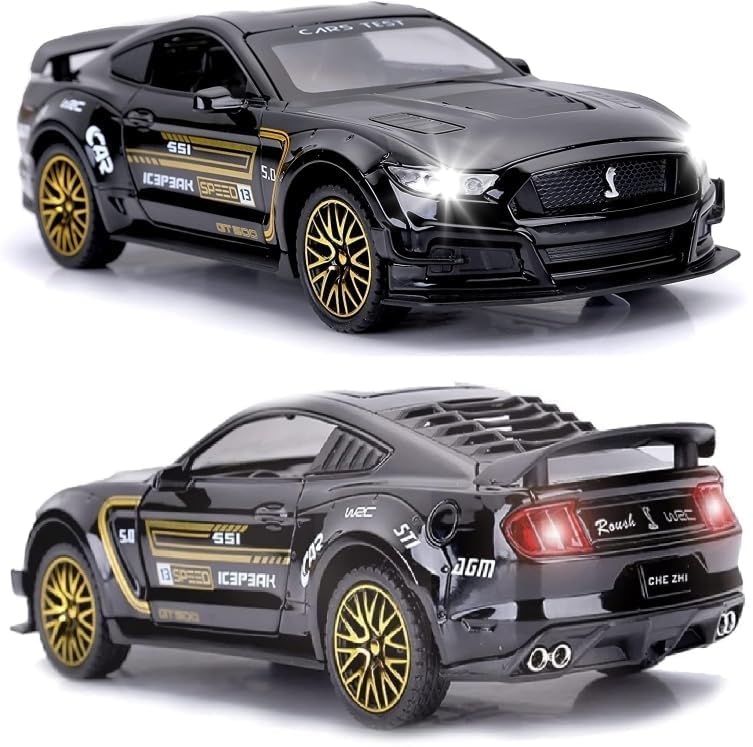 Image of SPITEN Mustang GT500 1:32 Scale Model Car Exclusive Alloy Metal Pull Back Die-cast Car Diecast Metal Pullback Toy car with Openable Doors & Light Music Best Gifts Toys Kids【Colors as Per Stock】