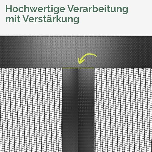 Nematek - Fliegengitter Wohnwagen Tür in 60x180 cm - hochwertige Fliegengitter Tür Magnet für Wohnwagen, Wohnmobil und Balkontür - schwarze Insektenschutz Wohnwagentür mit starken Magneten