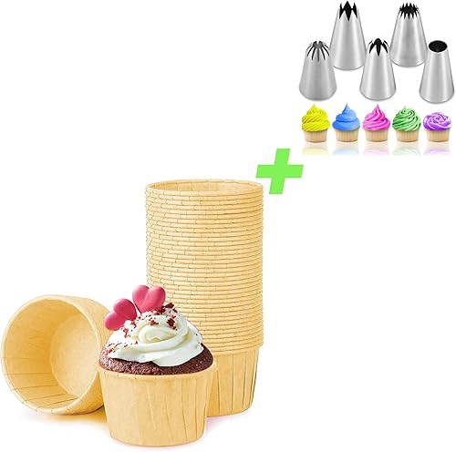 Suuker Puntas de tubería grandes y 50 forros para cupcakes