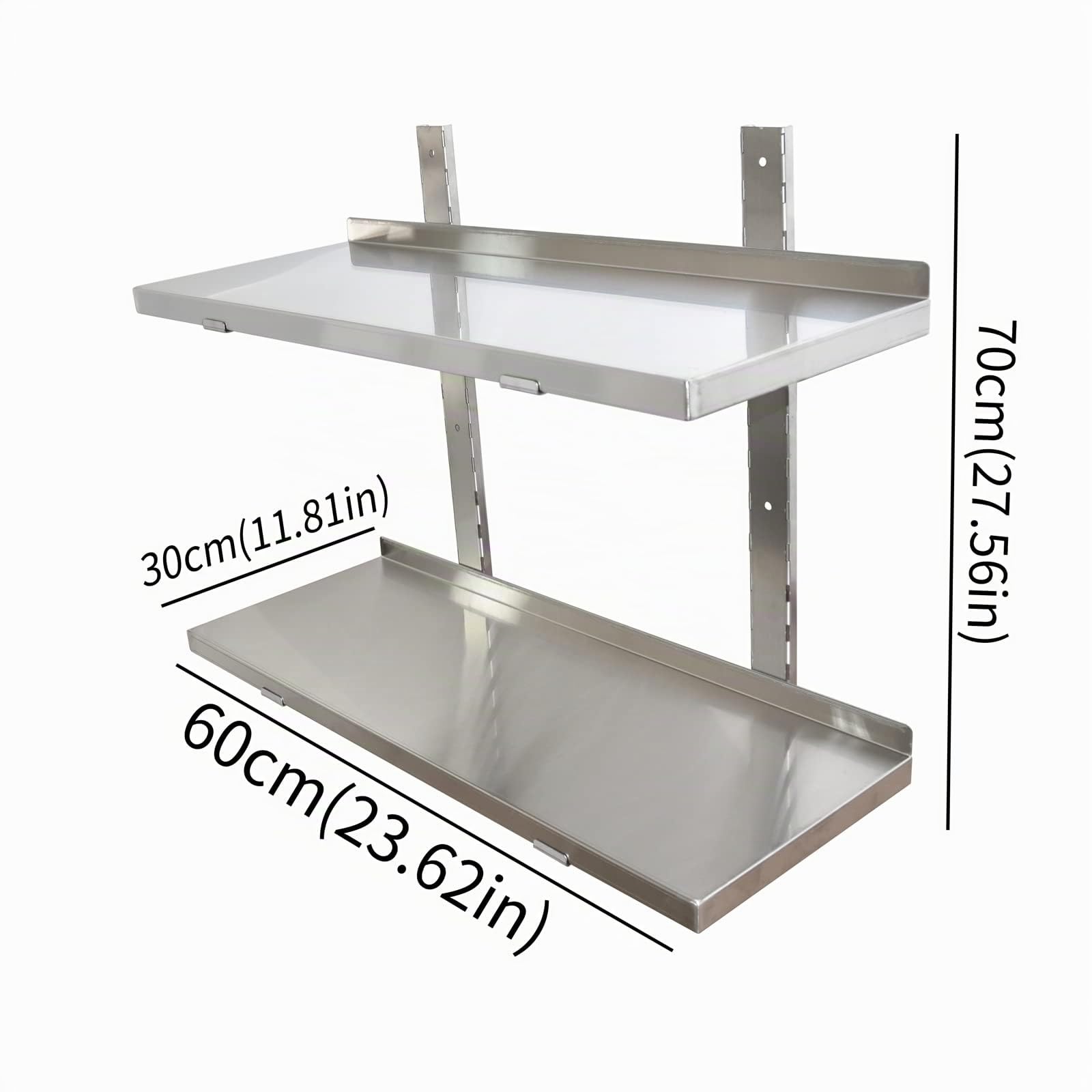 Estantes de Pared Acero Inoxidable 2 Unidades para Cocina Comercial, Cafetería, Bar, Restaurante y Taller Resistentes a la corrosión 60x30cm