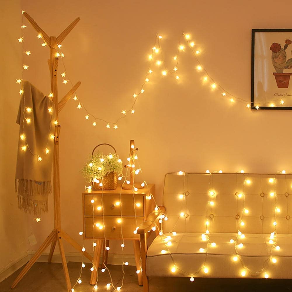 Lichterkette, Runde Lichterkette mit Kugeln, kreative LED-Lichterkette, batteriebetriebene Deko-Lichter for Terrasse, Zuhause, Hochzeit, Party, Schlafzimmer, Geburtstag(Colourful,19.6FT(40LED))