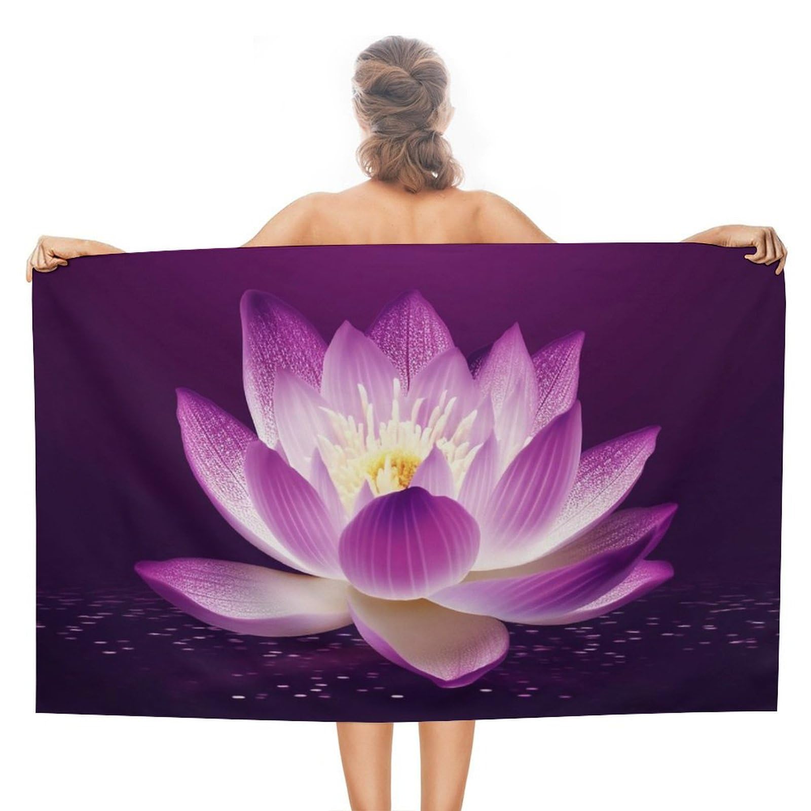 LSRCPD Beach Towels Purple Flower Swim Sports Pool Camping For Women Adults 80X130Cm